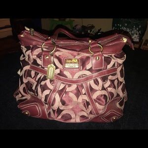 Coach Burgundy and Rose color purse